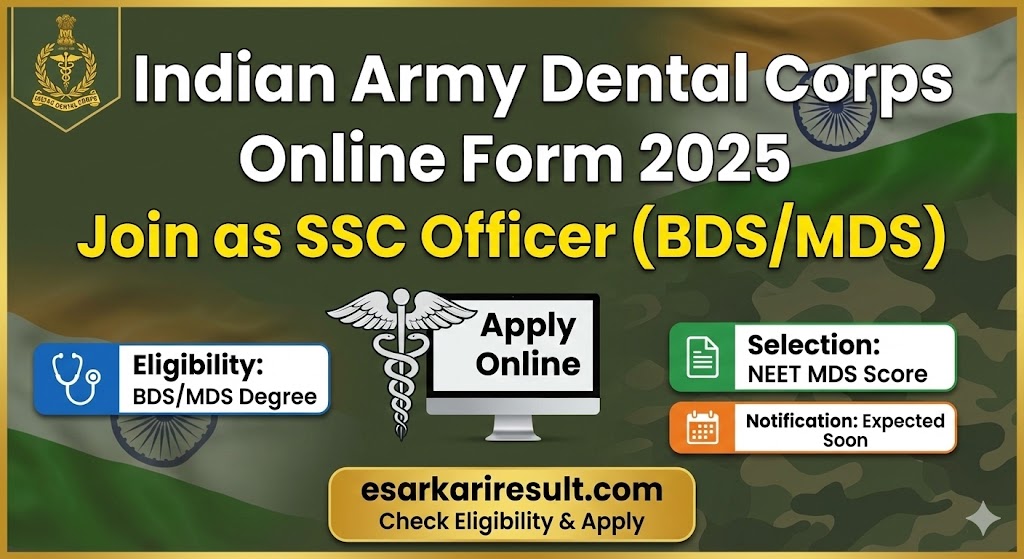 Indian Army Dental Corps Online Form 2025