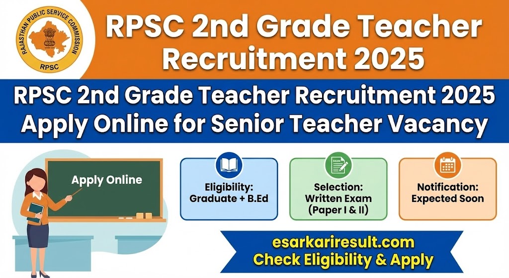 RPSC 2nd Grade Teacher Online Form 2025