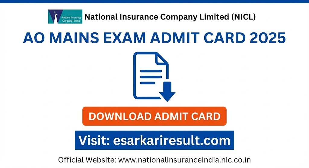 NICL AO Post Mains Exam Admit Card 2025