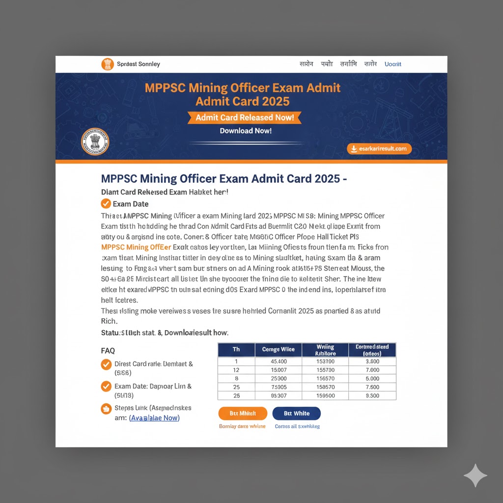 MPPSC Mining Officer Exam Admit Card 2025