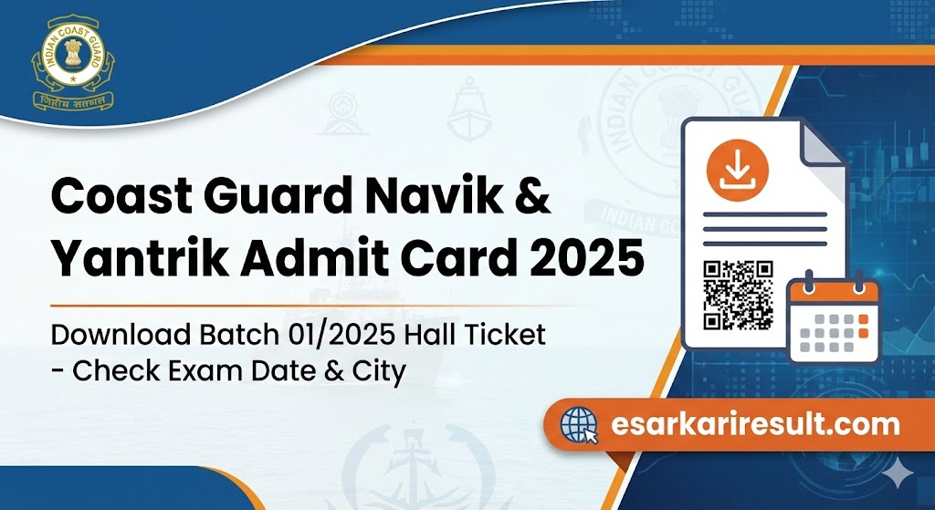 Coast Guard Navik & Yantrik Batch Admit Card