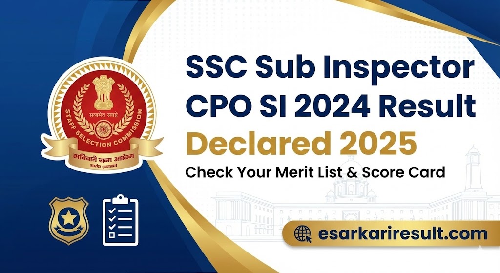 SSC Sub Inspector CPO SI 2024 Result 2025 